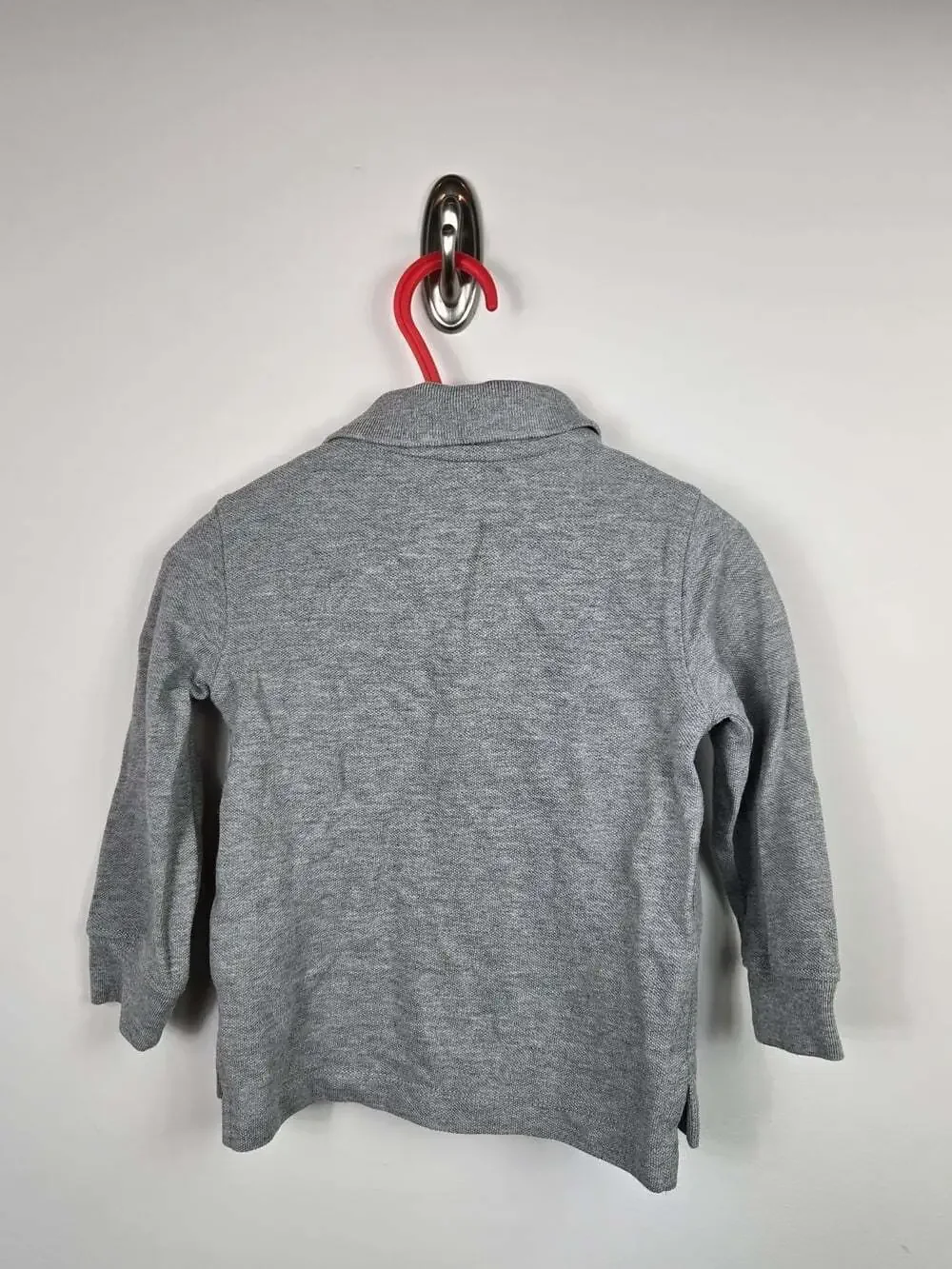 Baby Gap Gray Long Sleeve Polo Shirt Bear Logo 12-18M Preppy
